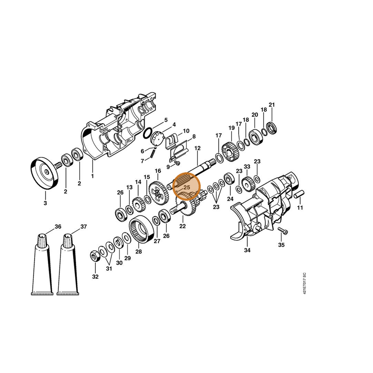 STIHL part 9381-651-1690 — IPL diagram snippet (6x zoom, amber highlight)