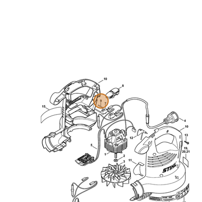 STIHL part 9381-651-1820 — IPL diagram snippet (6x zoom, amber highlight)