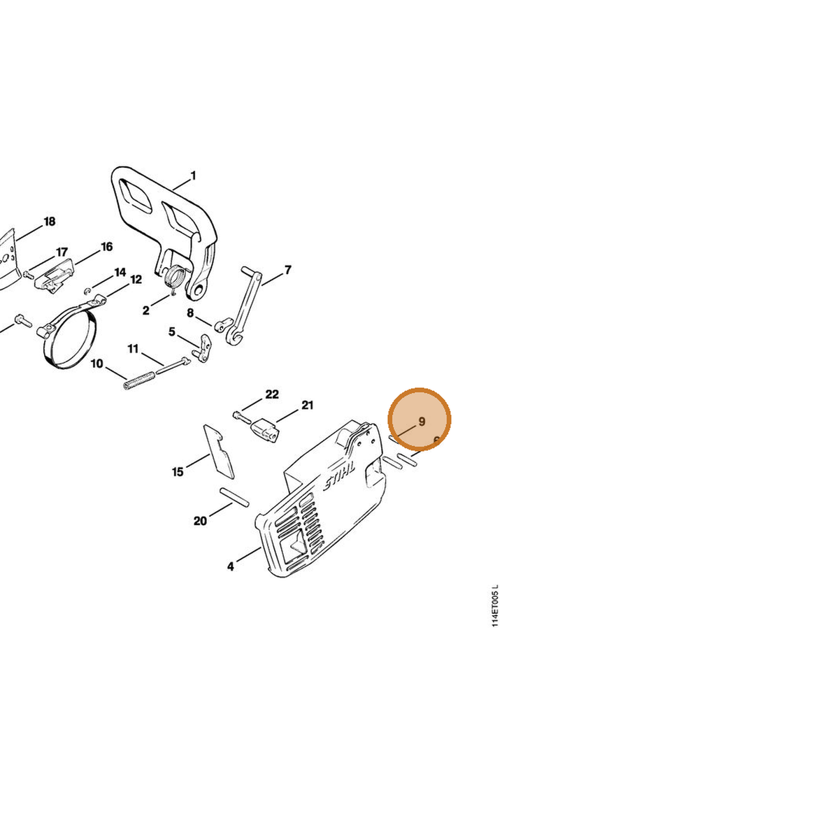 STIHL part 9381-651-2090 — IPL diagram snippet (6x zoom, amber highlight)
