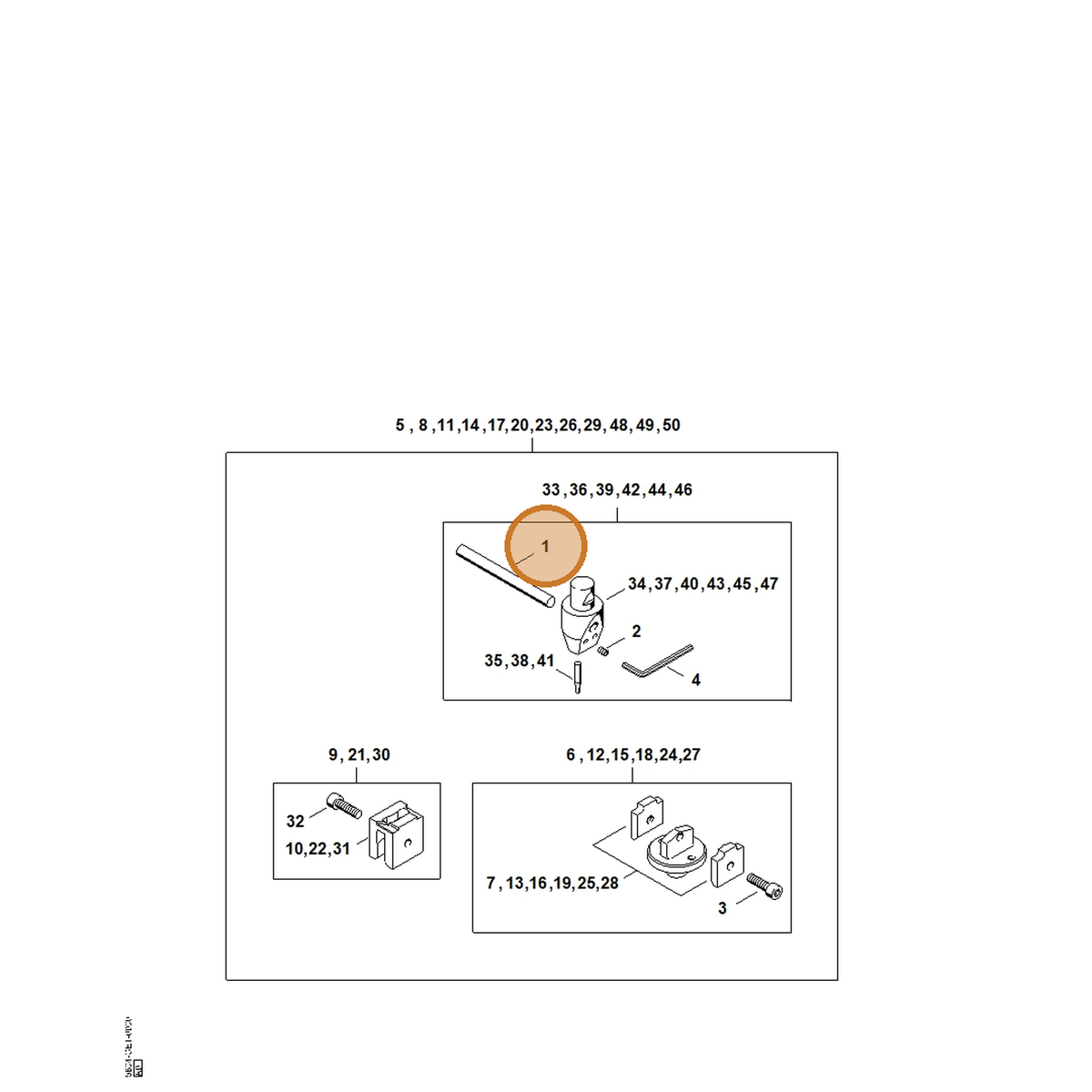 STIHL part 9381-651-3866 — IPL diagram snippet (6x zoom, amber highlight)
