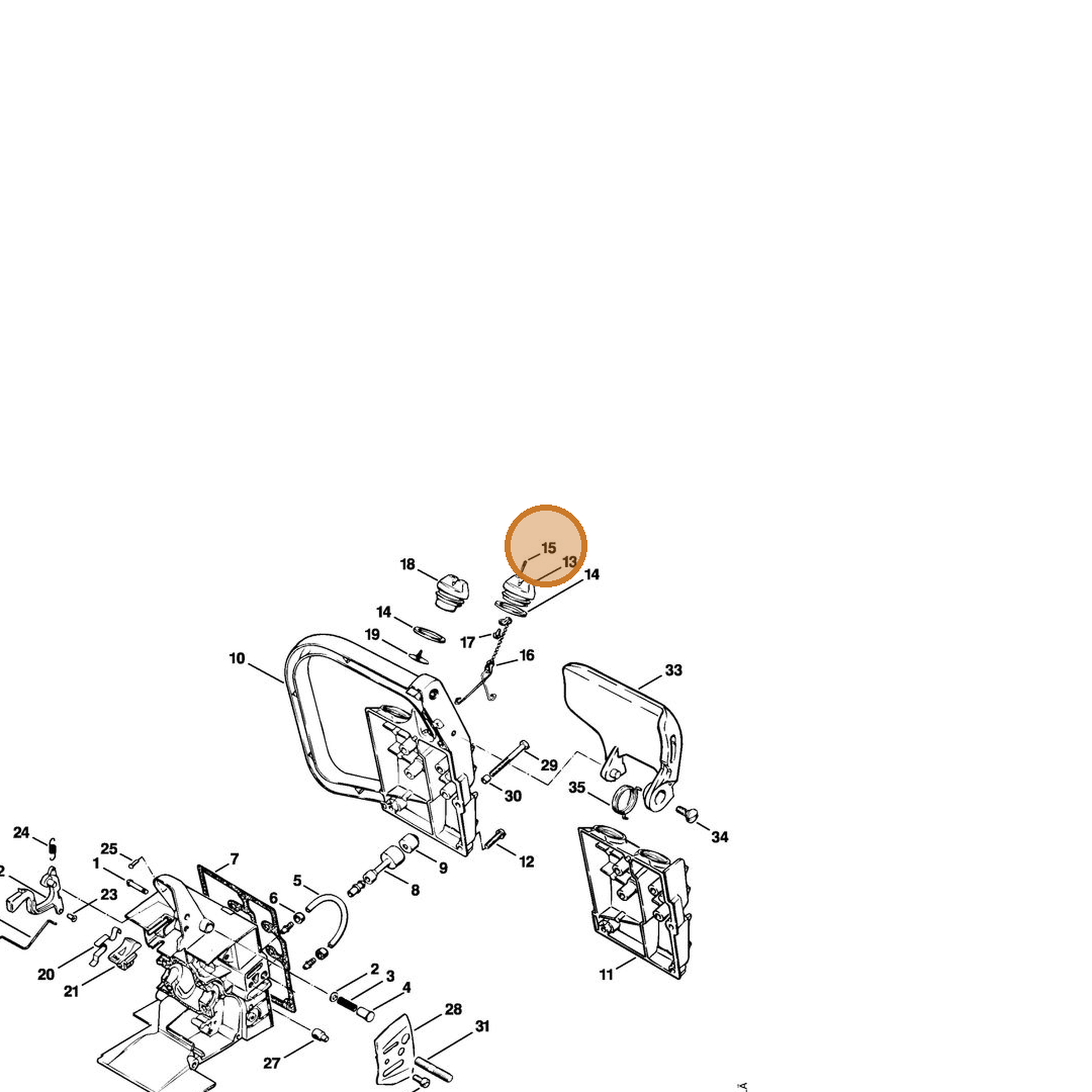 STIHL part 9395-021-0760 — IPL diagram snippet (6x zoom, amber highlight)