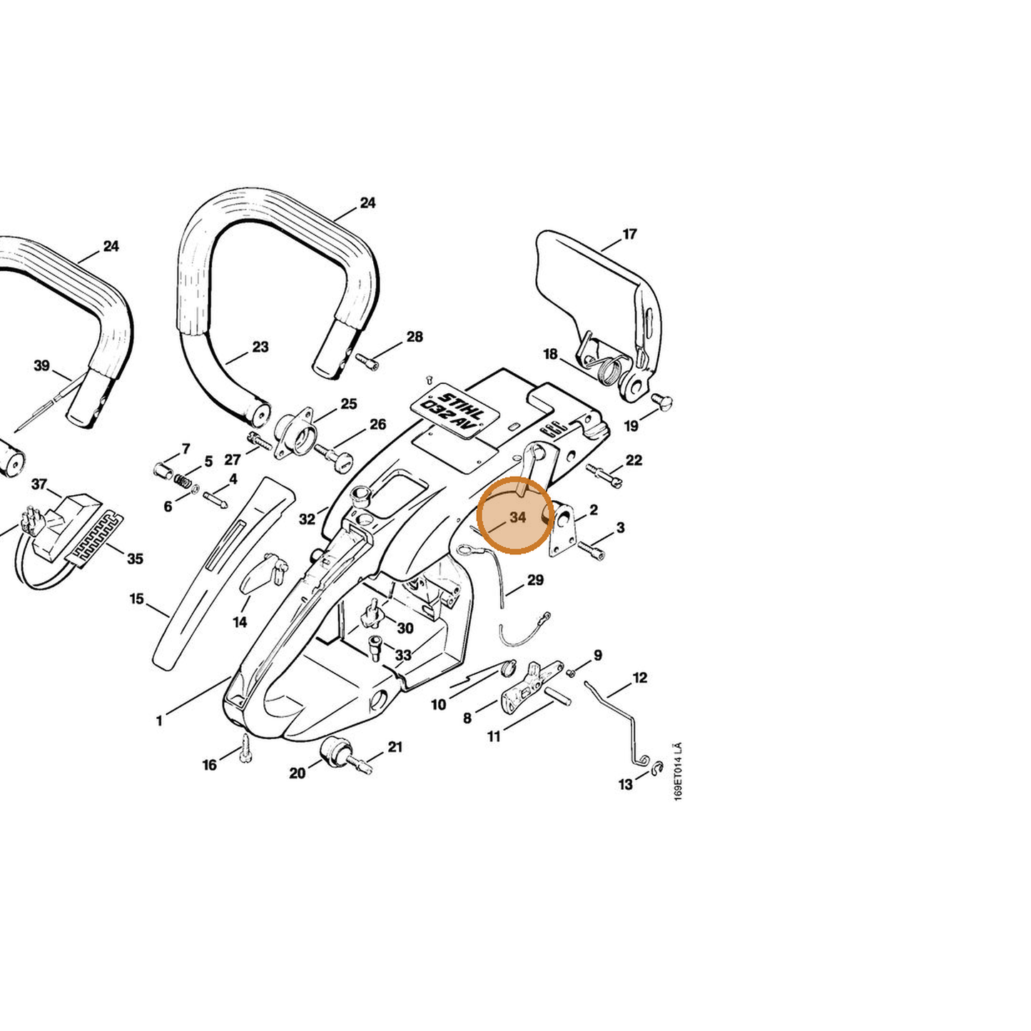 STIHL part 9395-825-1090 — IPL diagram snippet (6x zoom, amber highlight)