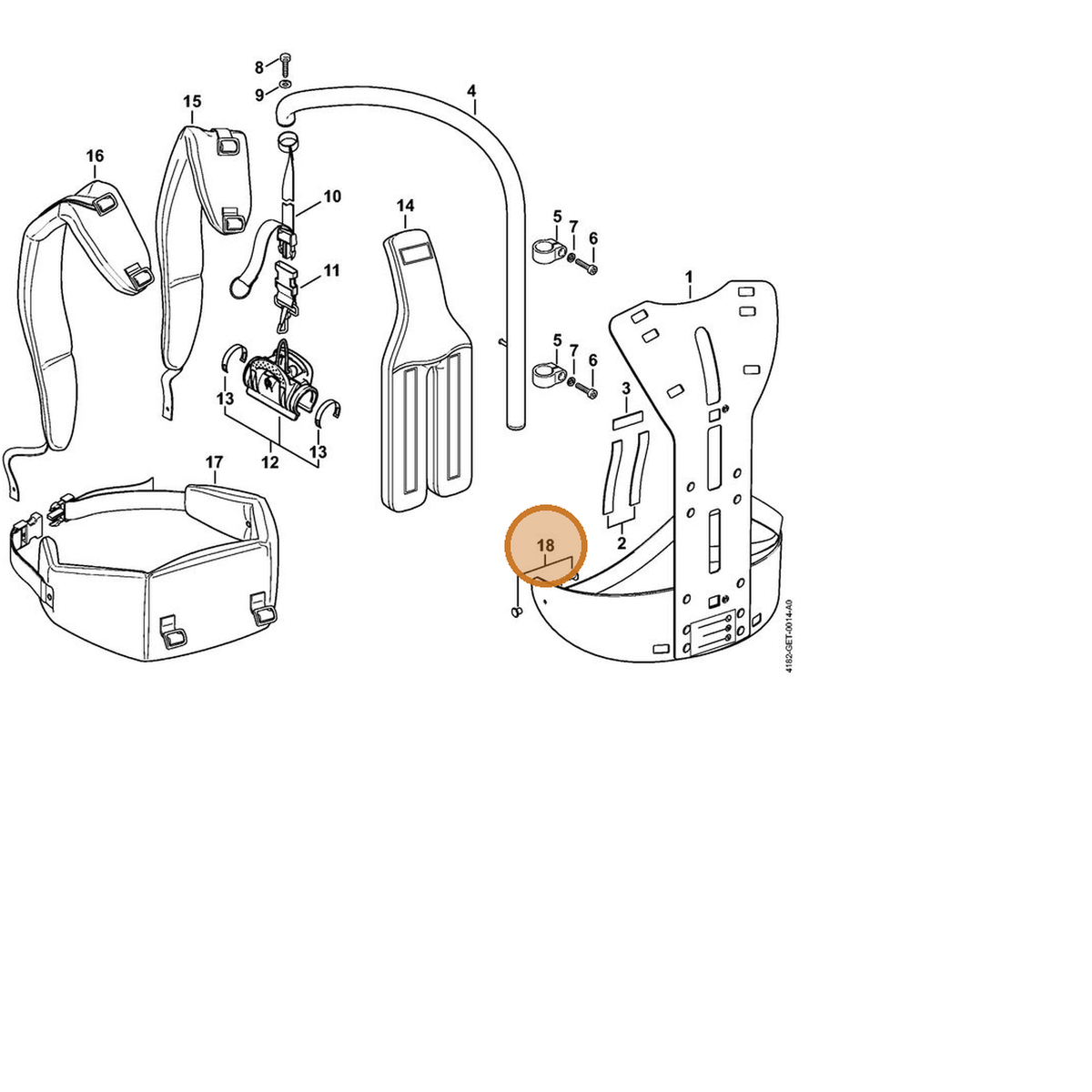 STIHL part 9407-021-4700 — IPL diagram snippet (6x zoom, amber highlight)