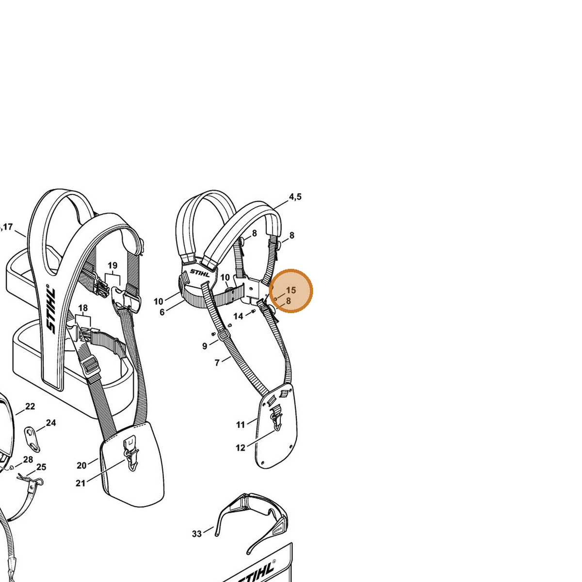 STIHL part 9409-021-4420 — IPL diagram snippet (6x zoom, amber highlight)
