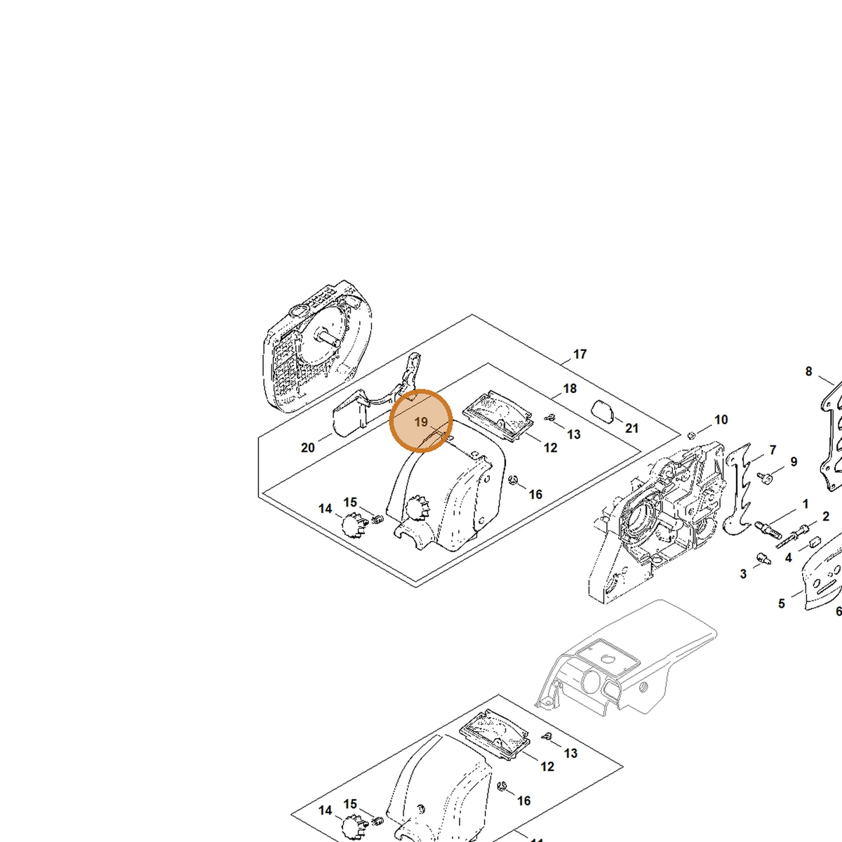 STIHL part 9409-021-4440 — IPL diagram snippet (6x zoom, amber highlight)