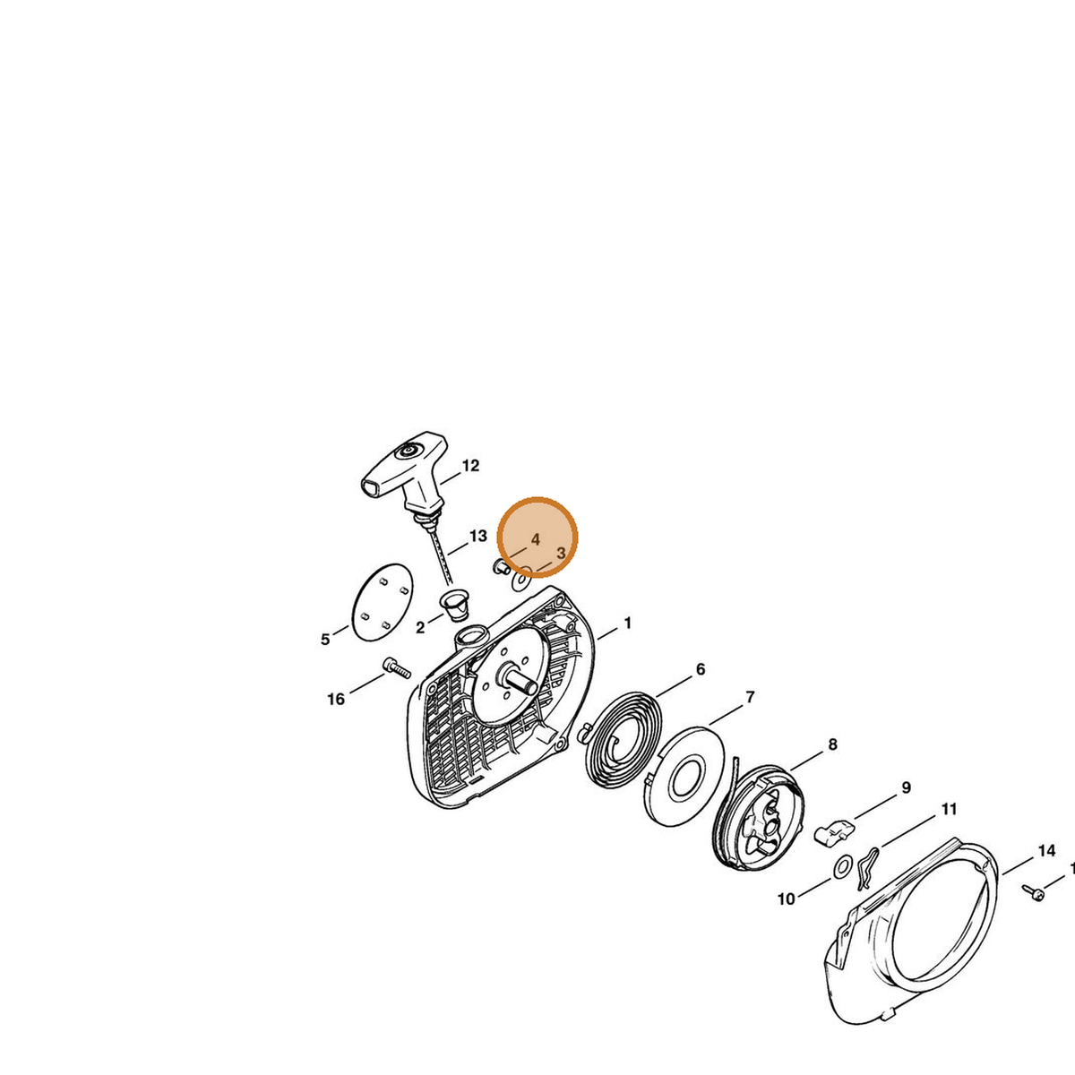 STIHL part 9416-868-6530 — IPL diagram snippet (6x zoom, amber highlight)