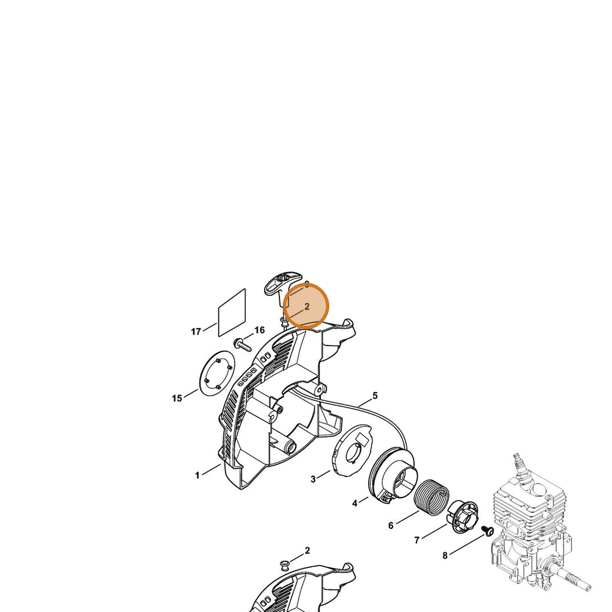STIHL part 9416-868-6650 — IPL diagram snippet (6x zoom, amber highlight)