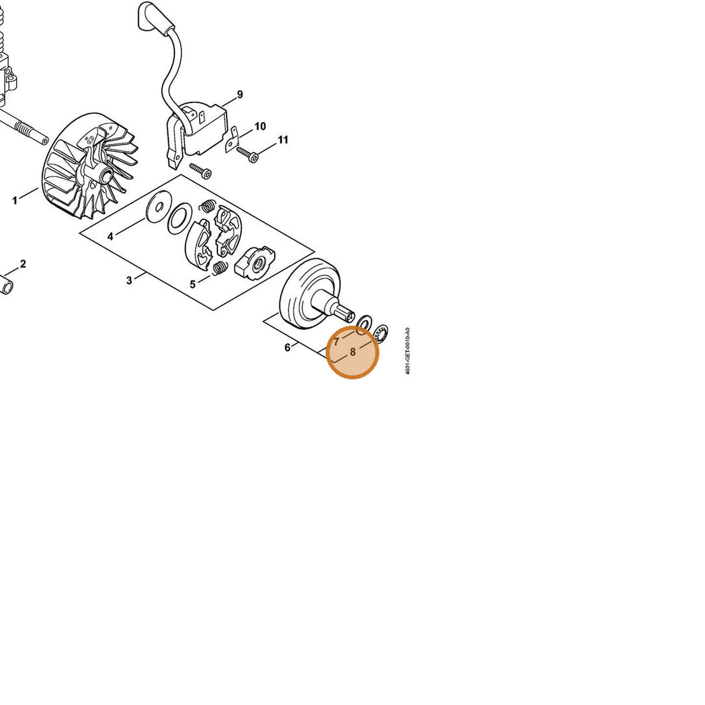 STIHL part 9417-003-7520 — IPL diagram snippet (6x zoom, amber highlight)