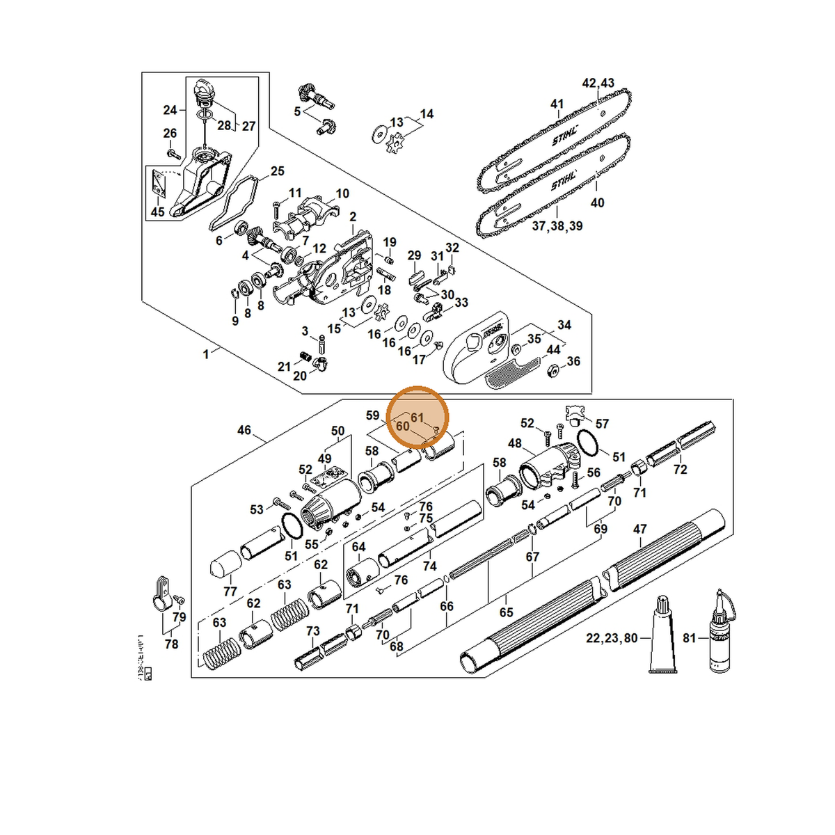STIHL part 9438-003-3171 — IPL diagram snippet (6x zoom, amber highlight)