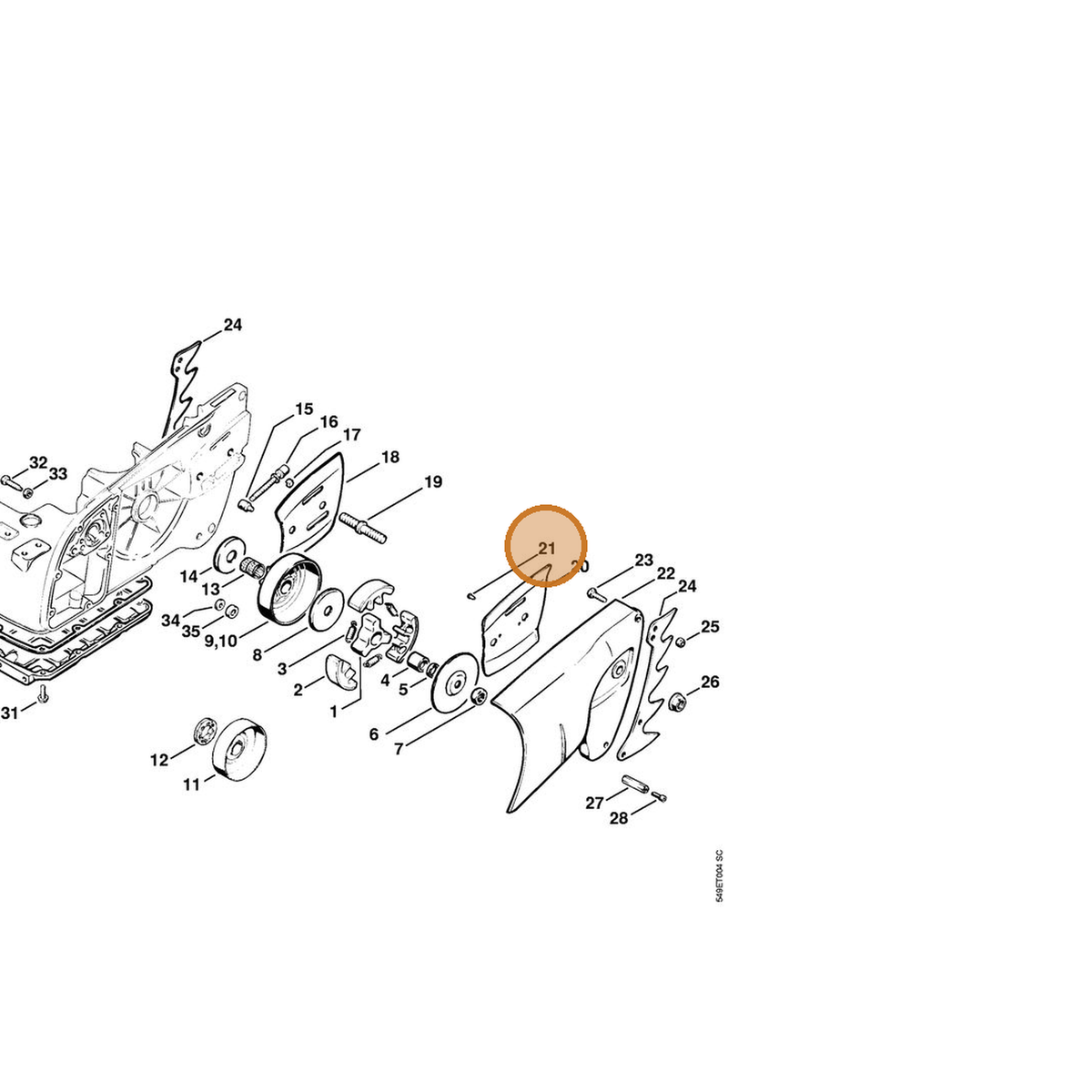 STIHL part 9441-065-1910 — IPL diagram snippet (6x zoom, amber highlight)