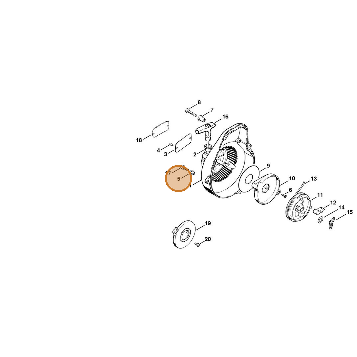 STIHL part 9443-825-7130 — IPL diagram snippet (6x zoom, amber highlight)