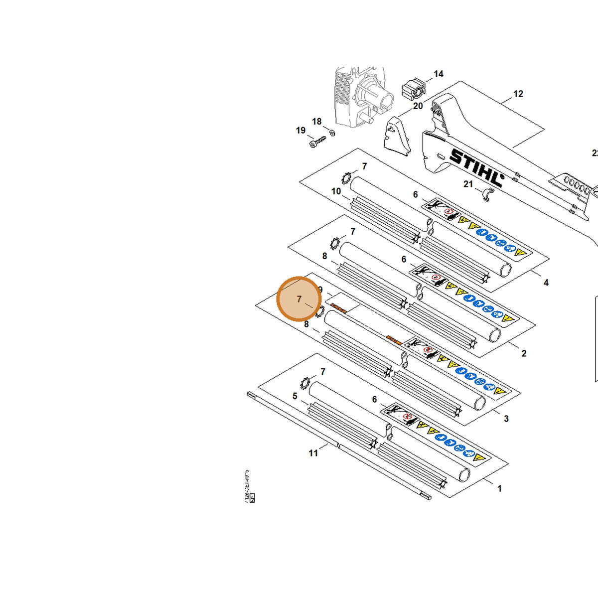 STIHL part 9451-621-2933 — IPL diagram snippet (6x zoom, amber highlight)