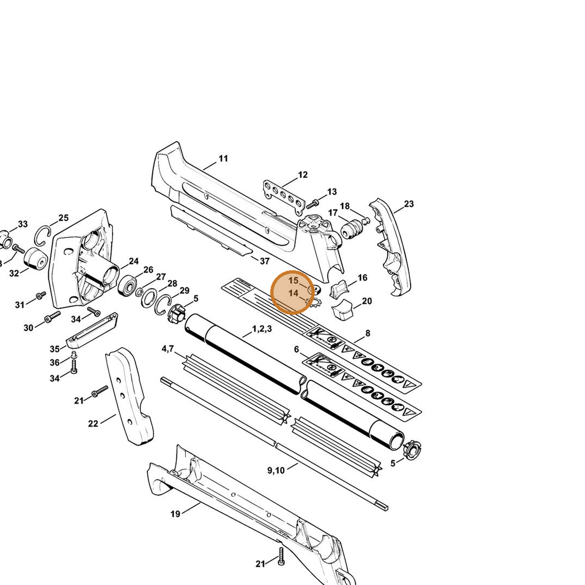 STIHL part 9451-621-2940 — IPL diagram snippet (6x zoom, amber highlight)