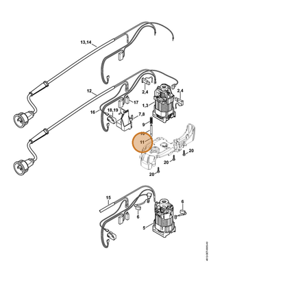 STIHL part 9455-621-0220 — IPL diagram snippet (6x zoom, amber highlight)