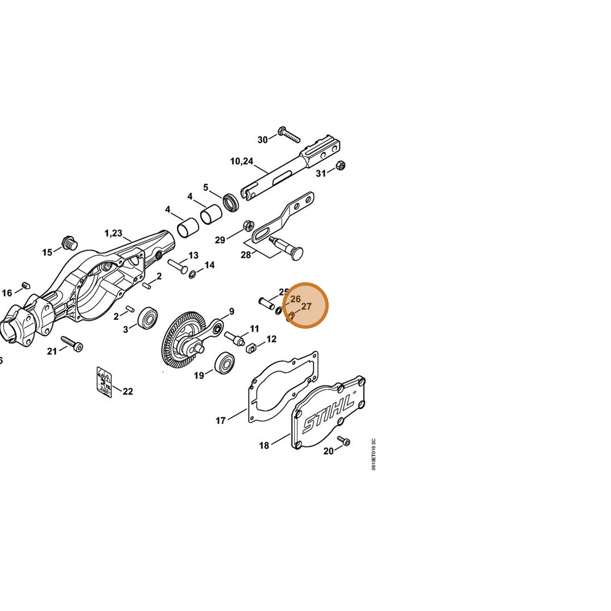 STIHL part 9455-621-0330 — IPL diagram snippet (6x zoom, amber highlight)