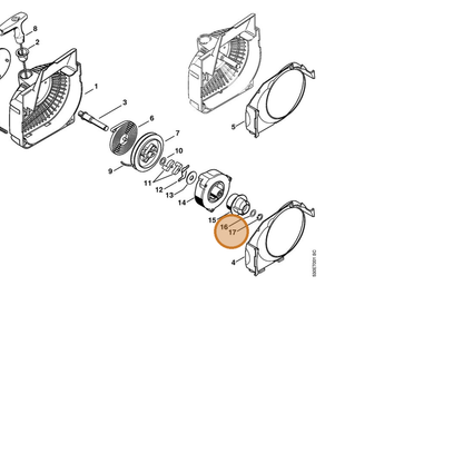 STIHL part 9455-621-0570 — IPL diagram snippet (6x zoom, amber highlight)