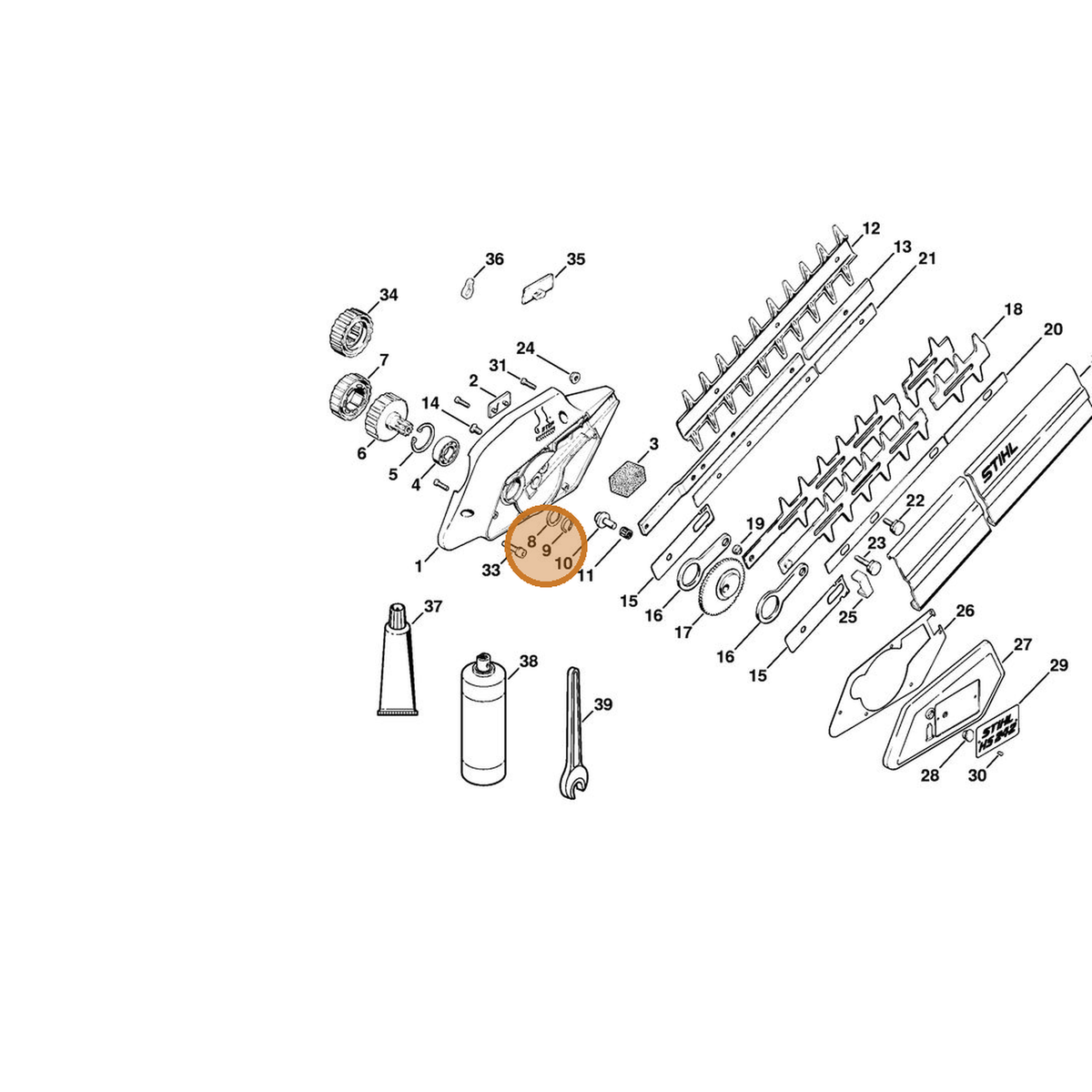 STIHL part 9455-621-1300 — IPL diagram snippet (6x zoom, amber highlight)