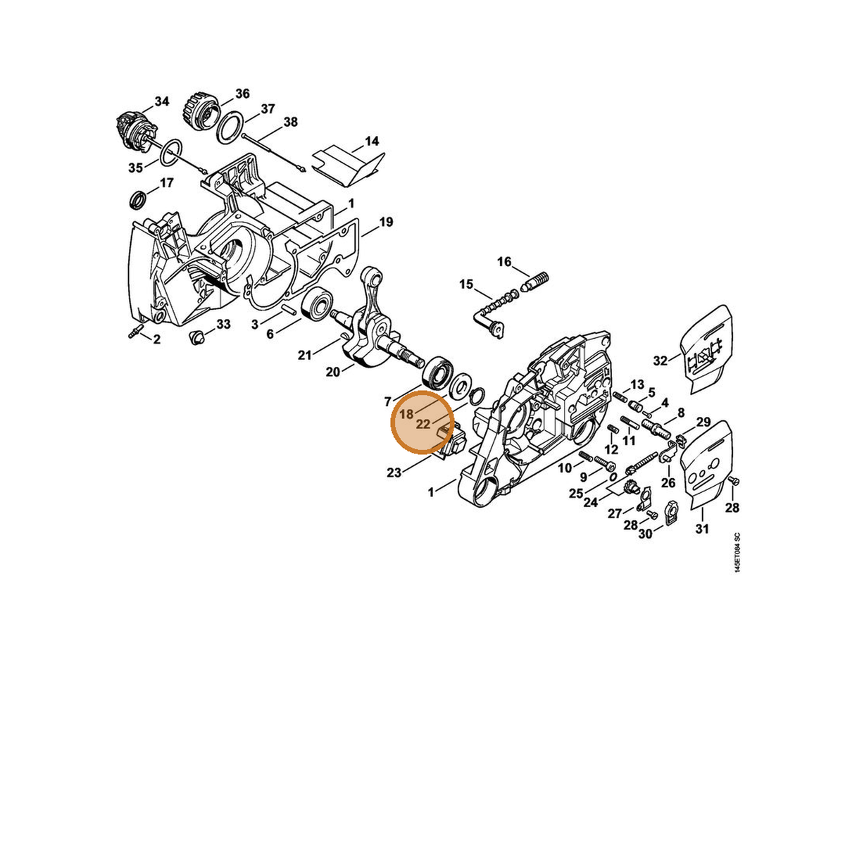 STIHL part 9455-621-1520 — IPL diagram snippet (6x zoom, amber highlight)