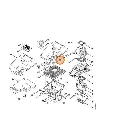 STIHL part 9455-621-1670 — IPL diagram snippet (6x zoom, amber highlight)