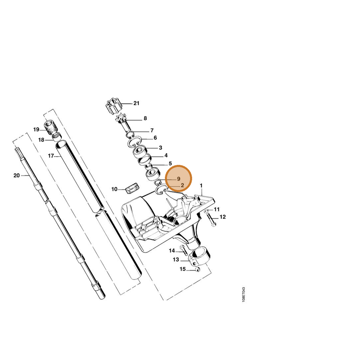 STIHL part 9455-621-2150 — IPL diagram snippet (6x zoom, amber highlight)