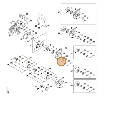 STIHL part 9455-621-3490 — IPL diagram snippet (6x zoom, amber highlight)