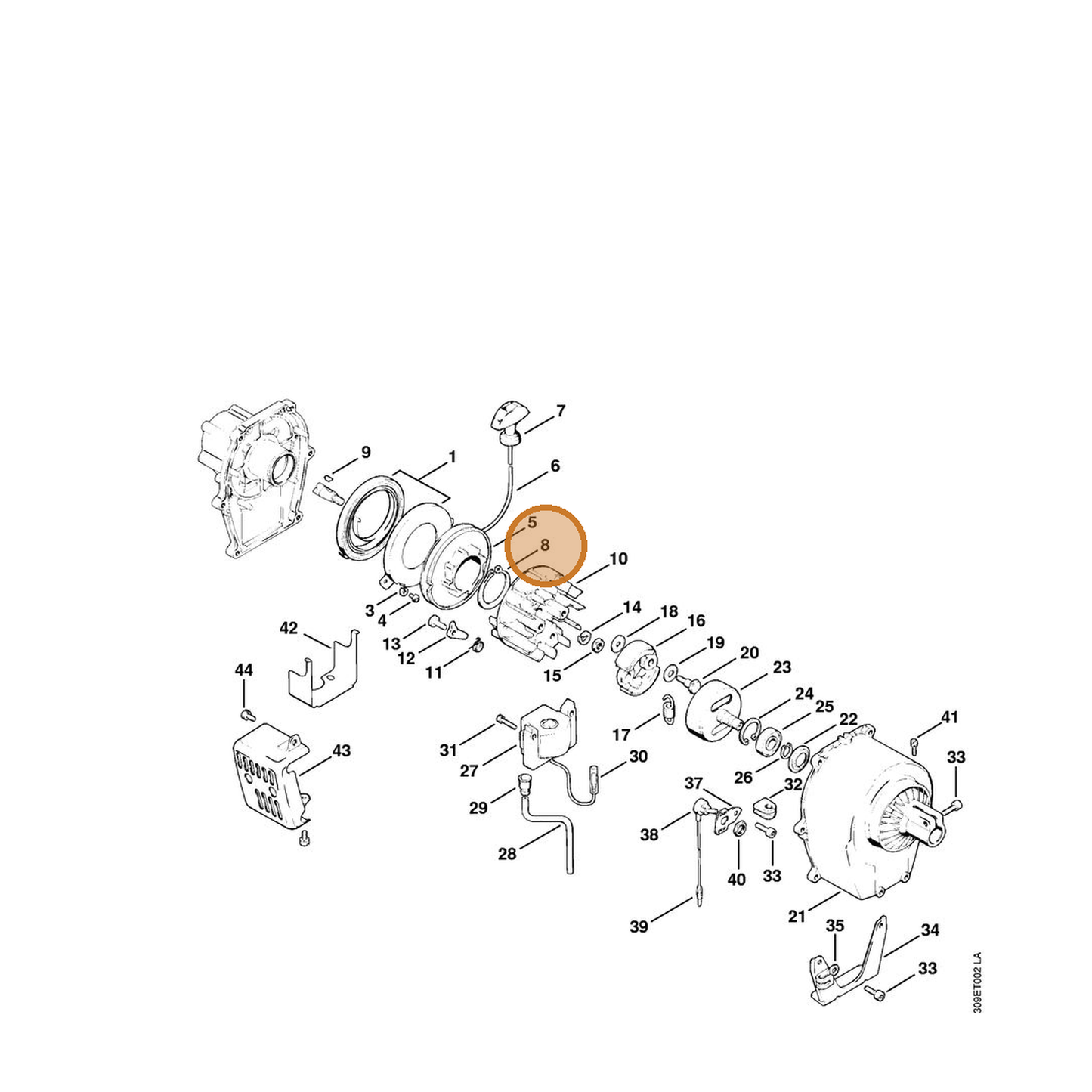 STIHL part 9455-621-4330 — IPL diagram snippet (6x zoom, amber highlight)
