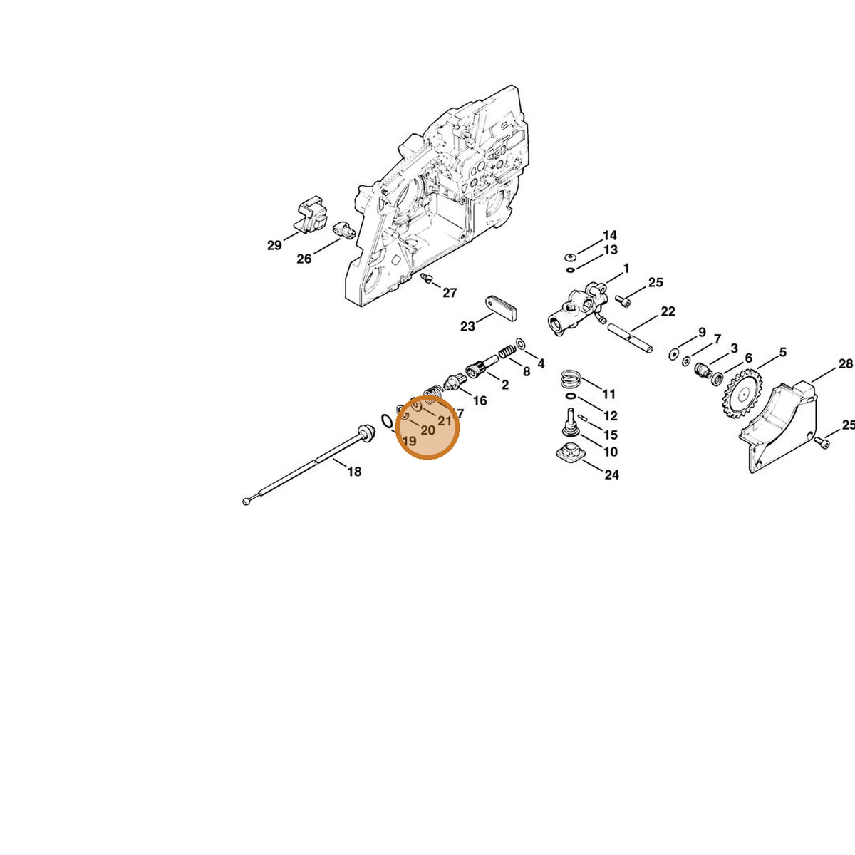 STIHL part 9456-621-1520 — IPL diagram snippet (6x zoom, amber highlight)
