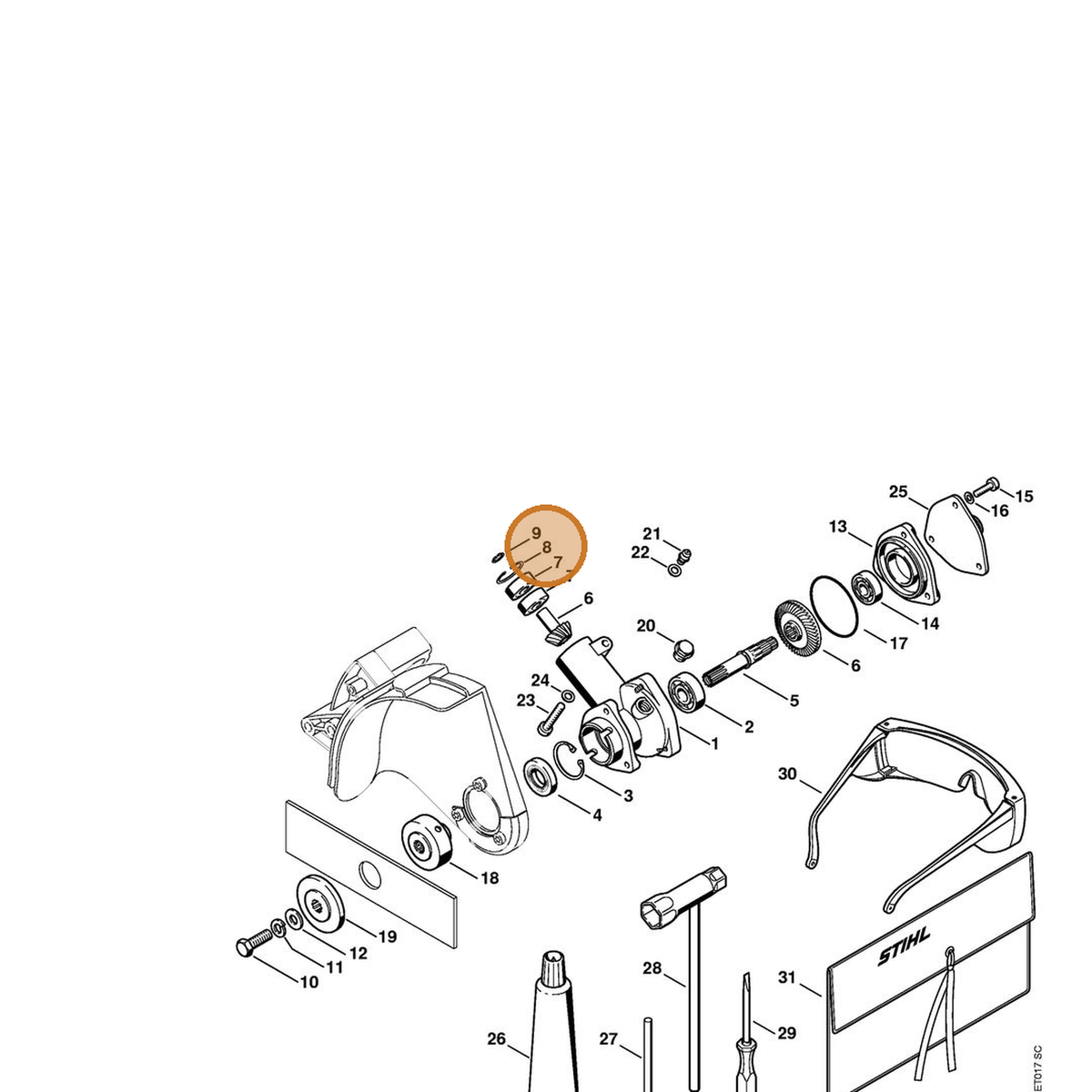 STIHL part 9456-621-2790 — IPL diagram snippet (6x zoom, amber highlight)