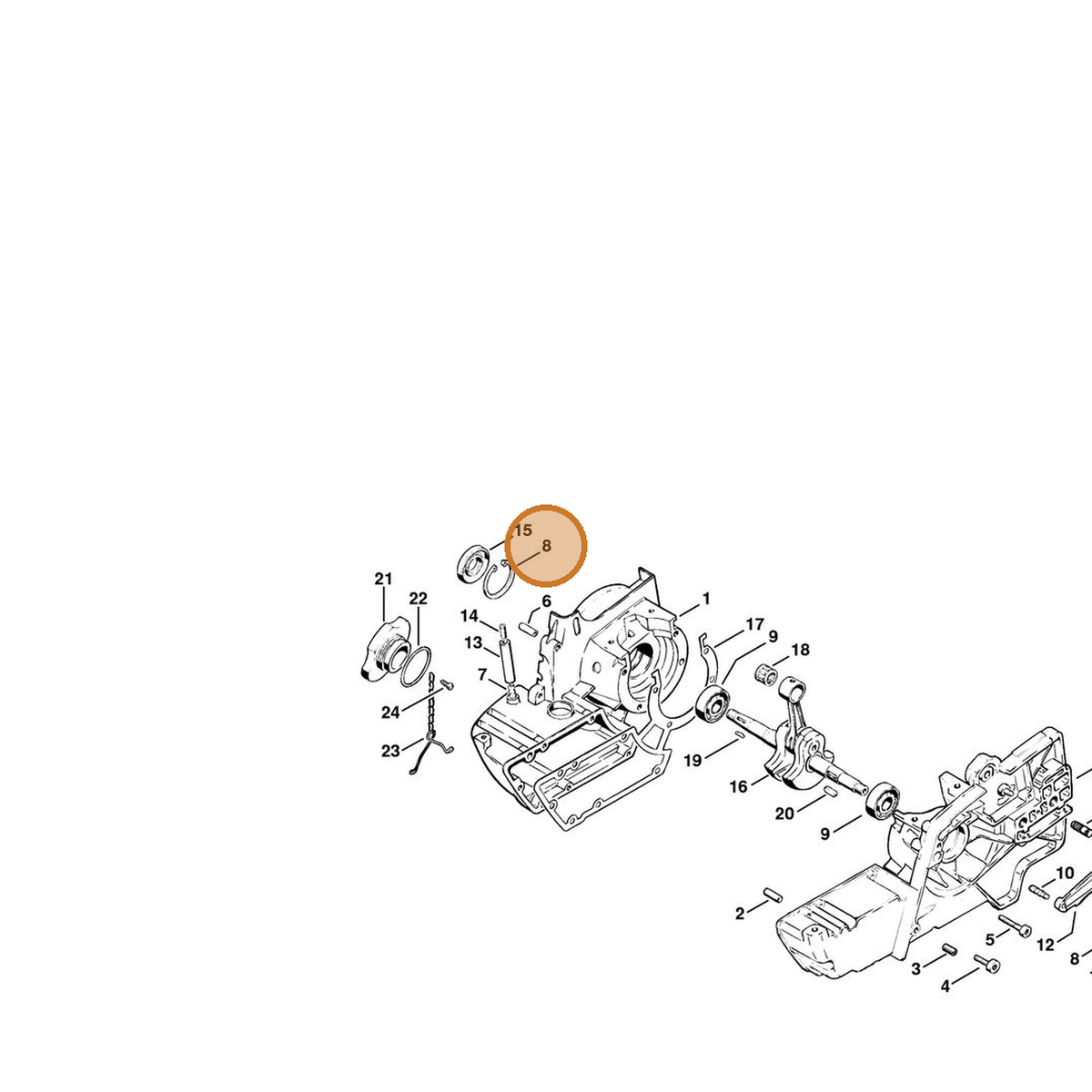 STIHL part 9456-621-3860 — IPL diagram snippet (6x zoom, amber highlight)