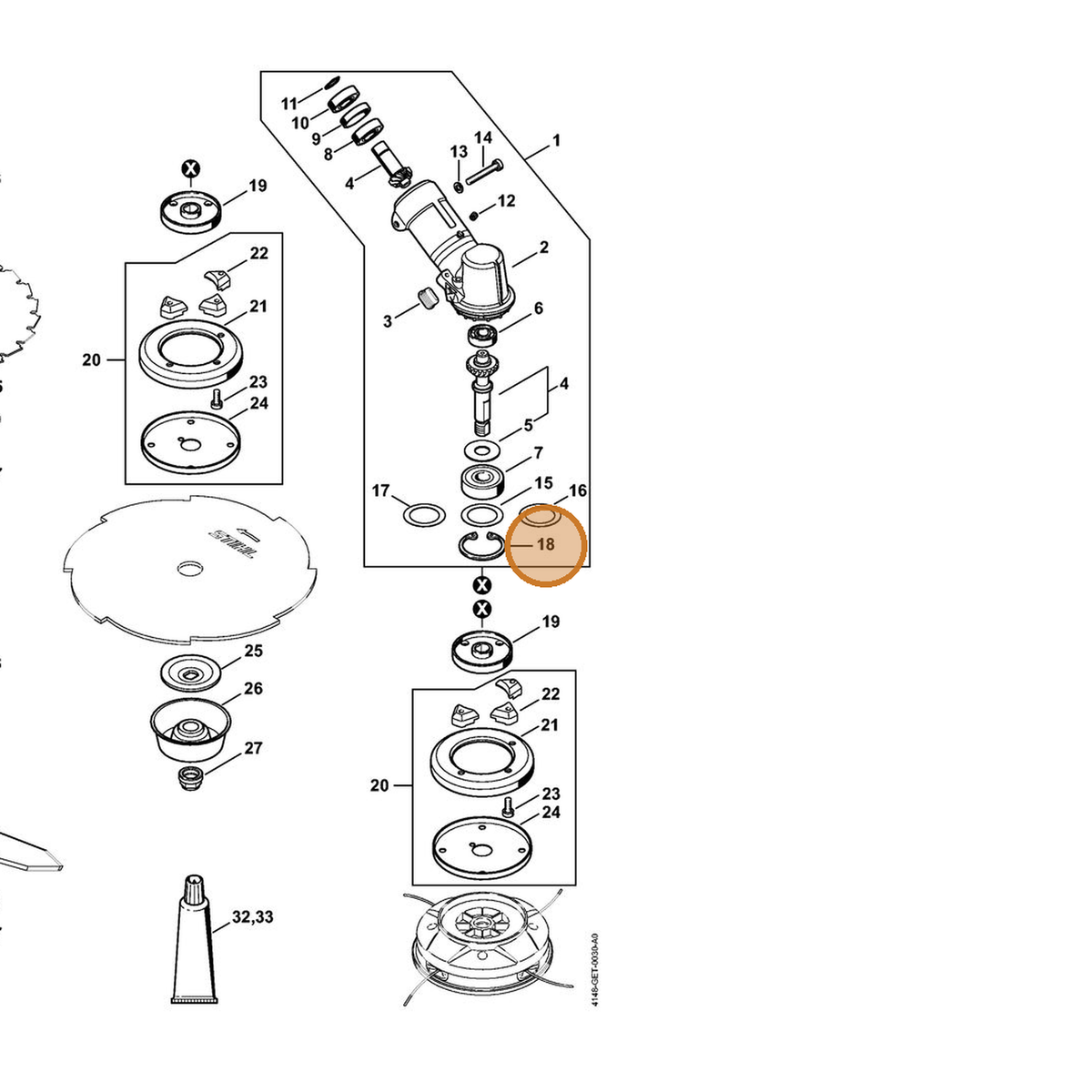 STIHL part 9456-621-4479 — IPL diagram snippet (6x zoom, amber highlight)