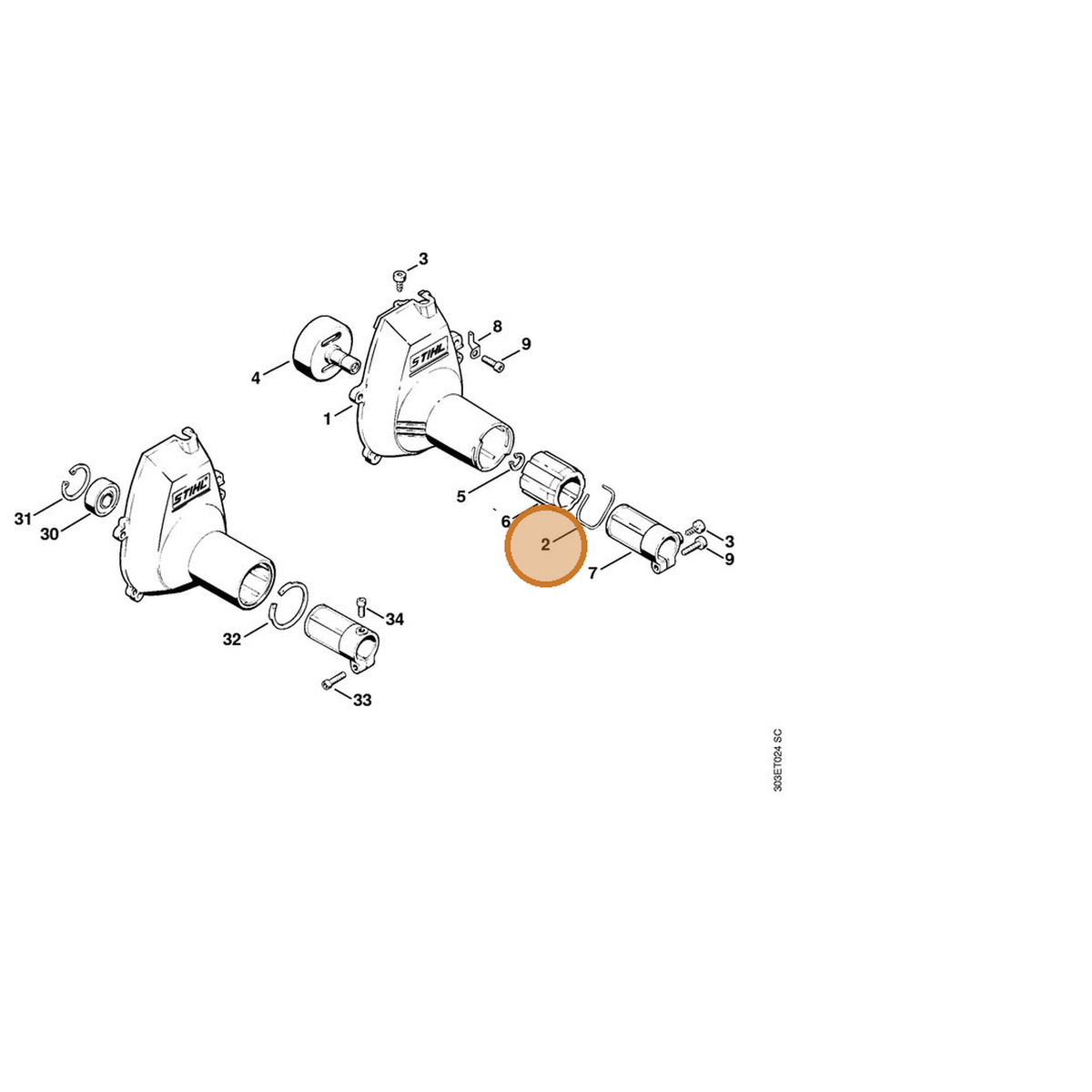 STIHL part 9457-621-4481 — IPL diagram snippet (6x zoom, amber highlight)