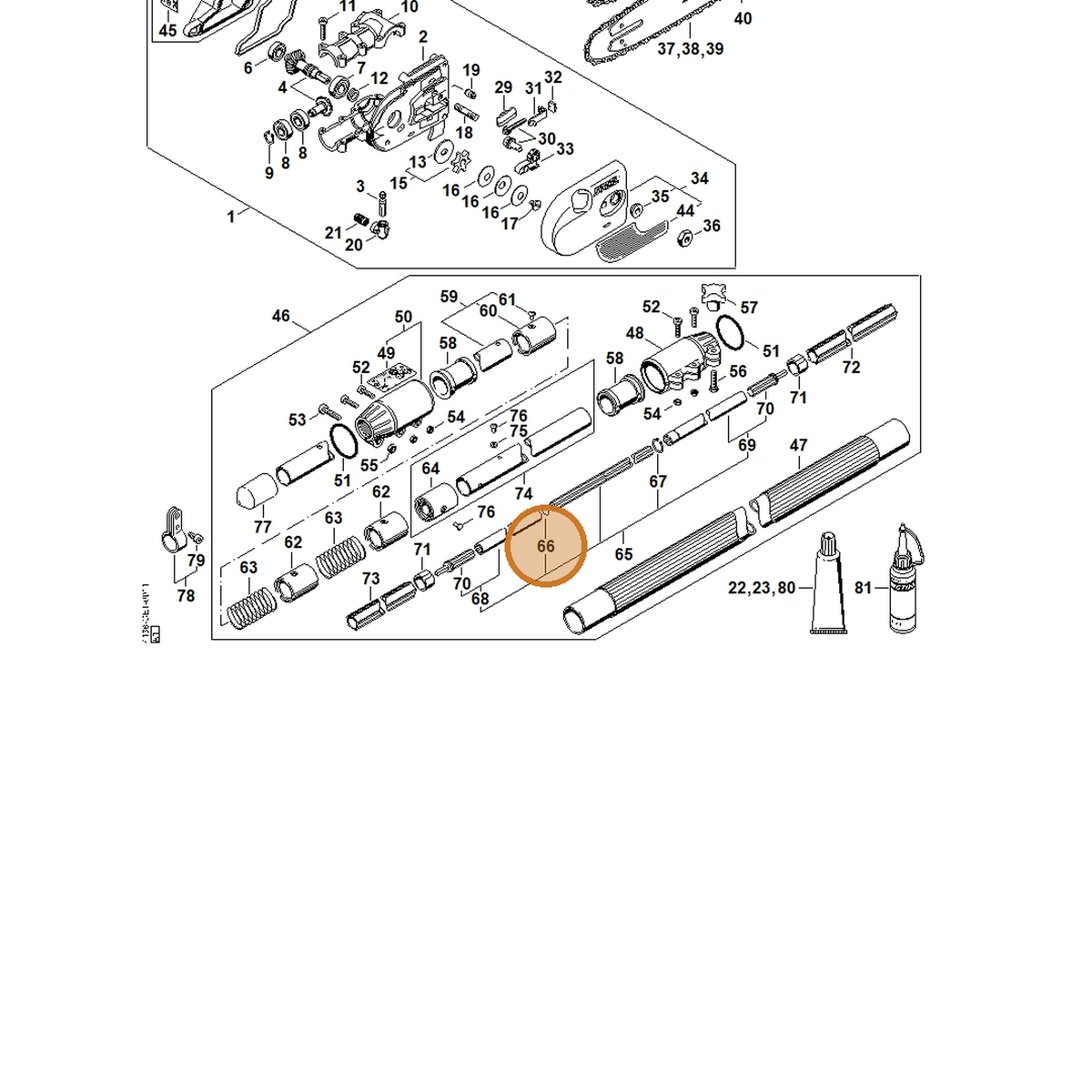 STIHL part 9458-621-1130 — IPL diagram snippet (6x zoom, amber highlight)