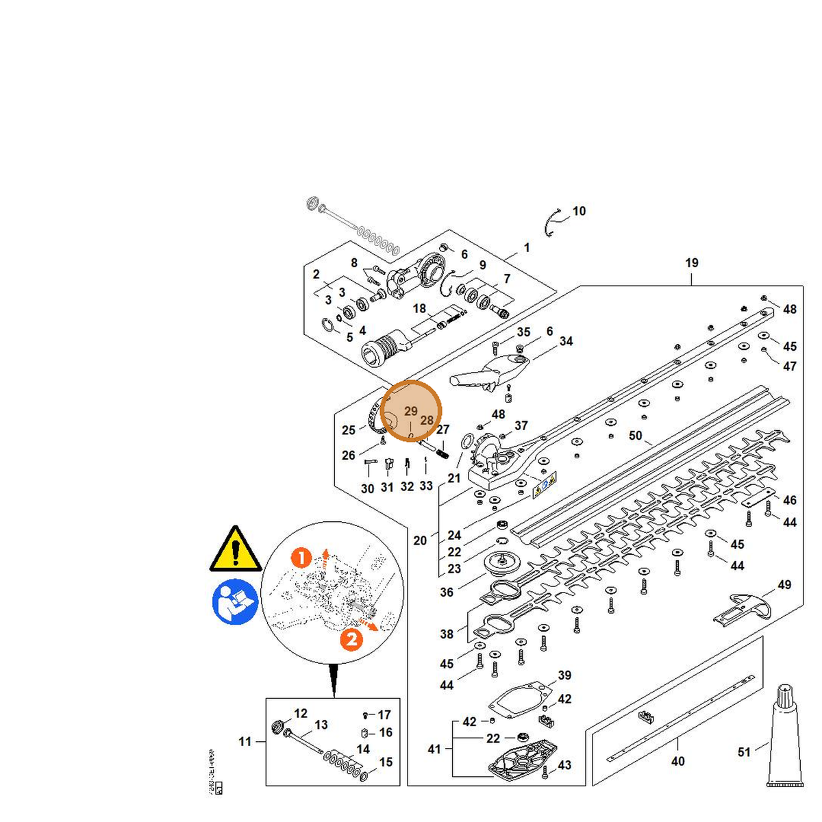 STIHL part 9458-621-1421 — IPL diagram snippet (6x zoom, amber highlight)