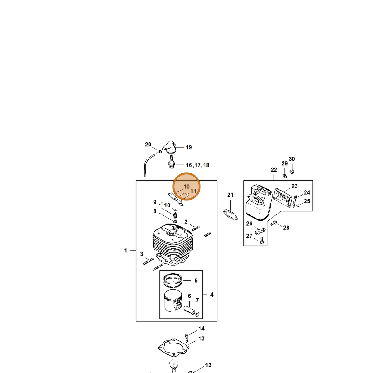 STIHL part 9460-624-0320 — IPL diagram snippet (6x zoom, amber highlight)