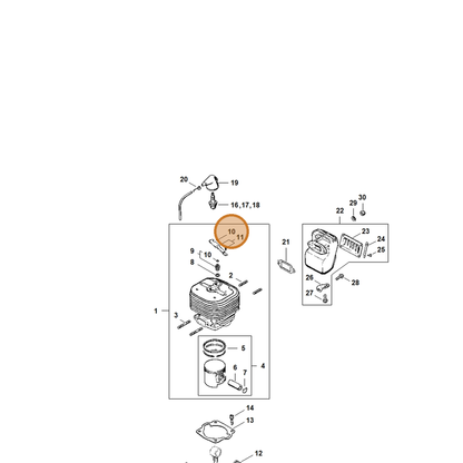 STIHL part 9460-624-0320 — IPL diagram snippet (6x zoom, amber highlight)