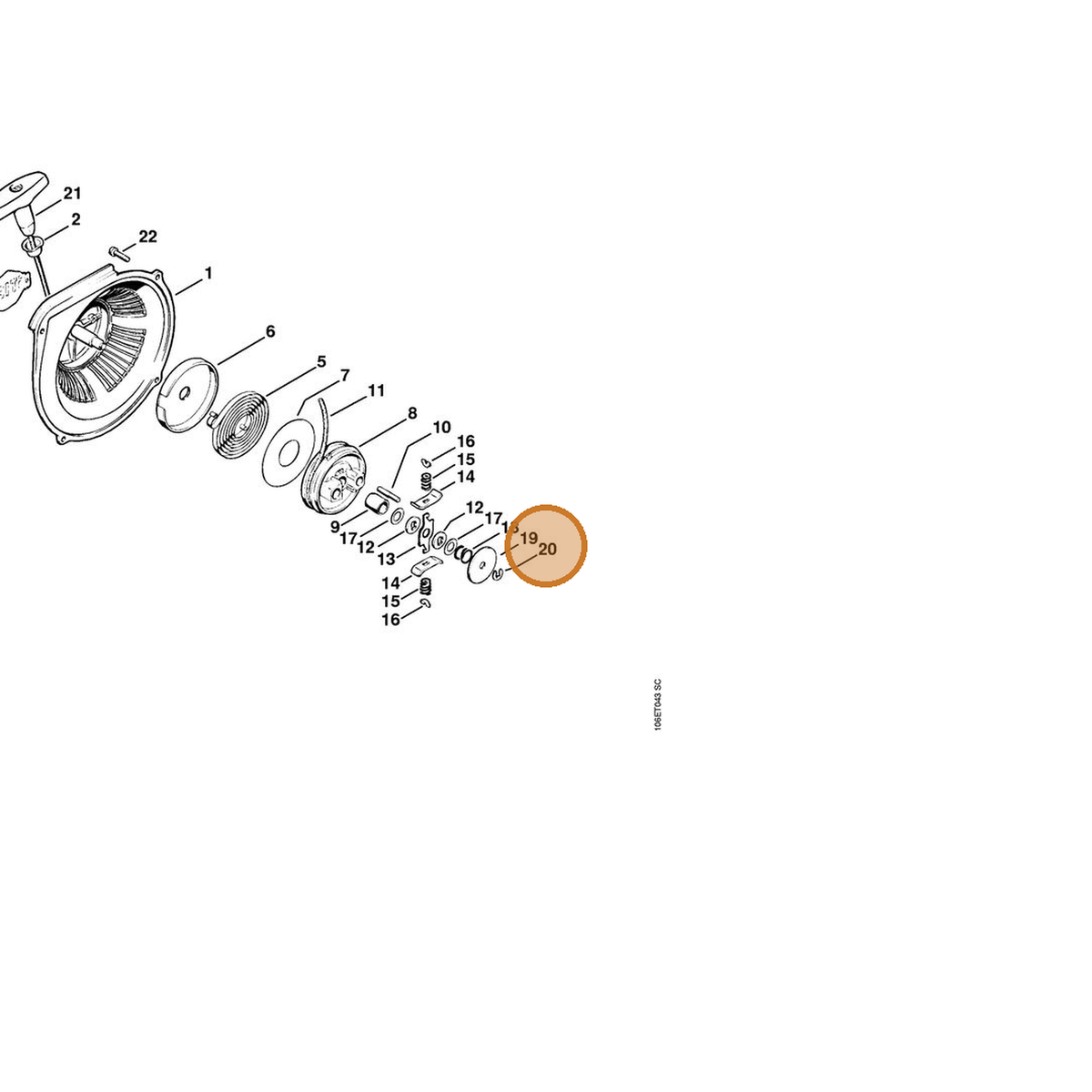 STIHL part 9460-624-0500 — IPL diagram snippet (6x zoom, amber highlight)