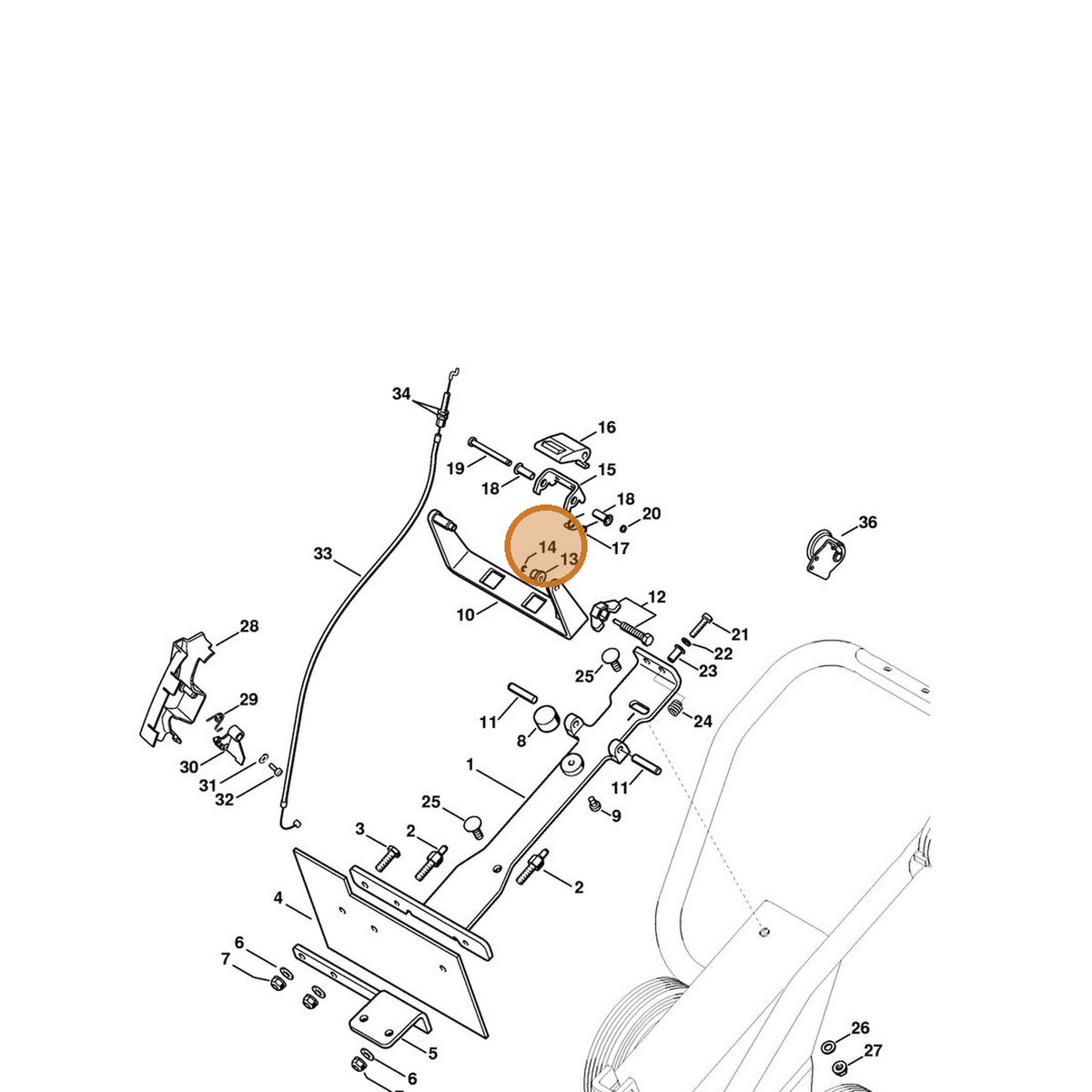 STIHL part 9461-620-0512 — IPL diagram snippet (6x zoom, amber highlight)