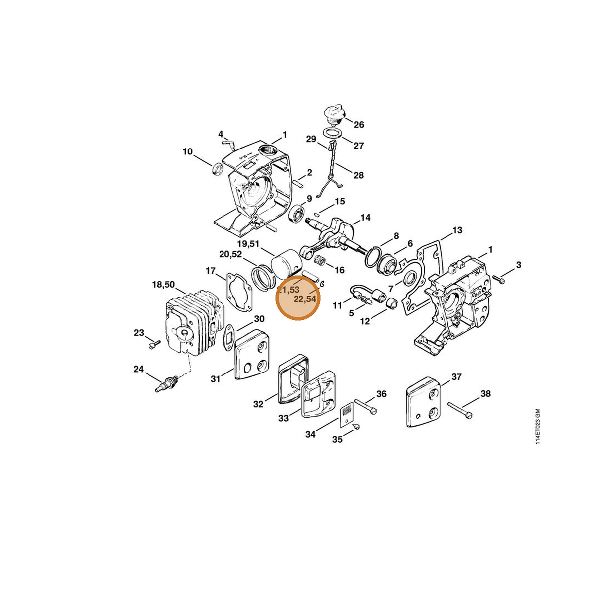 STIHL part 9462-650-0900 — IPL diagram snippet (6x zoom, amber highlight)
