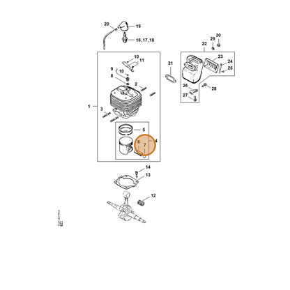 STIHL part 9462-650-1500 — IPL diagram snippet (6x zoom, amber highlight)