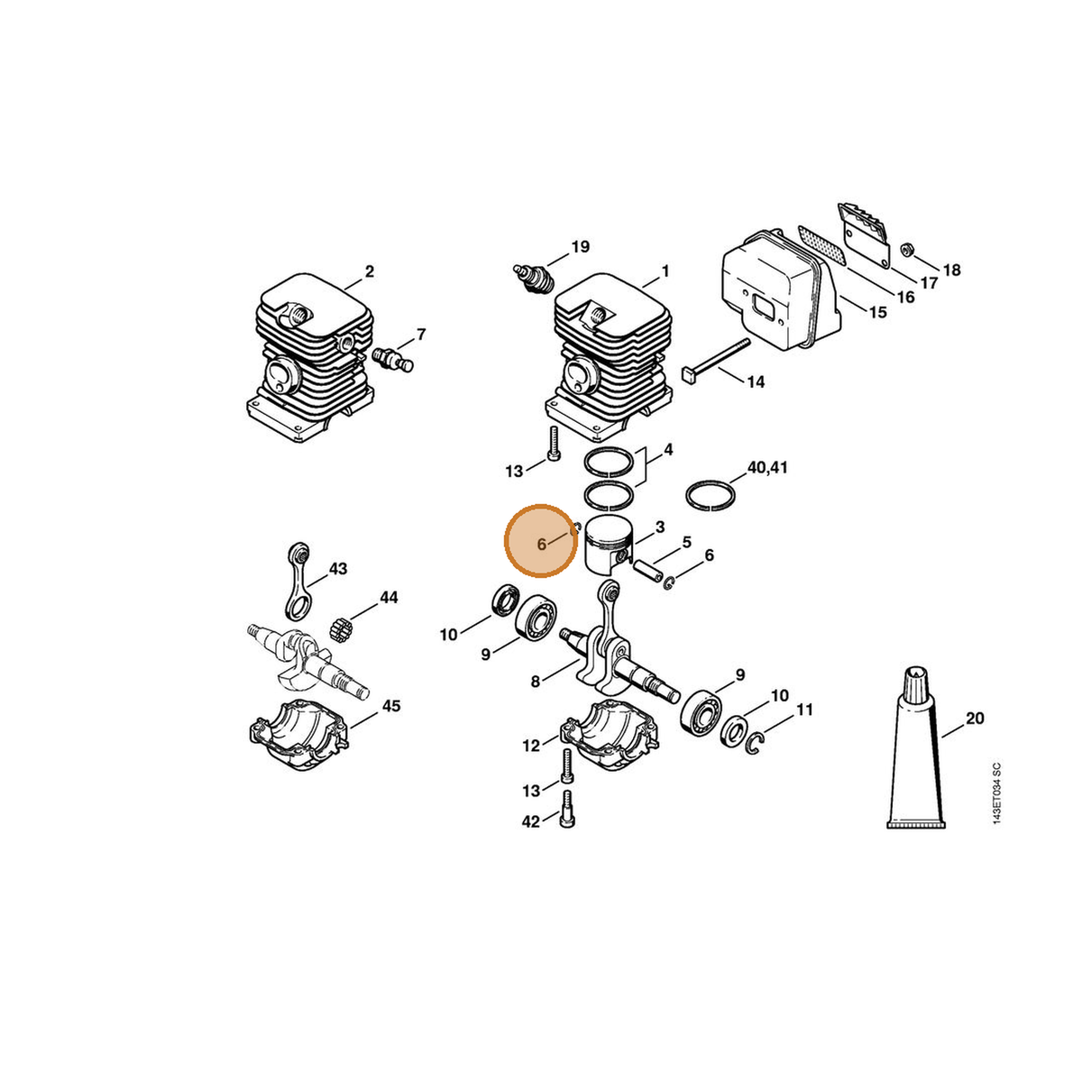 STIHL part 9463-650-0807 — IPL diagram snippet (6x zoom, amber highlight)