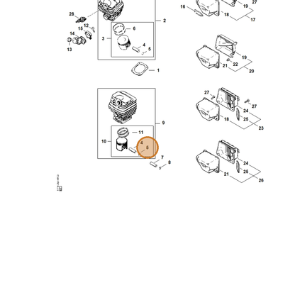 STIHL part 9463-650-1000 — IPL diagram snippet (6x zoom, amber highlight)
