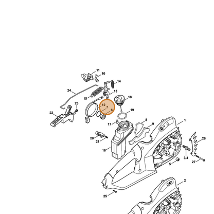 STIHL part 9463-650-2400 — IPL diagram snippet (6x zoom, amber highlight)