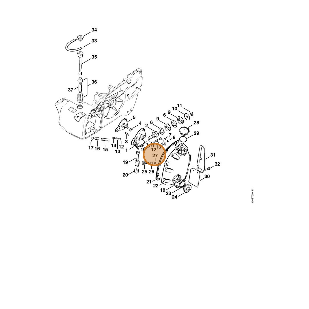 STIHL part 9468-621-0330 — IPL diagram snippet (6x zoom, amber highlight)