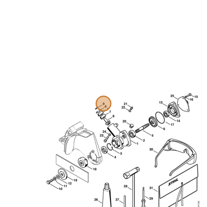 STIHL part 9468-621-0500 — IPL diagram snippet (6x zoom, amber highlight)
