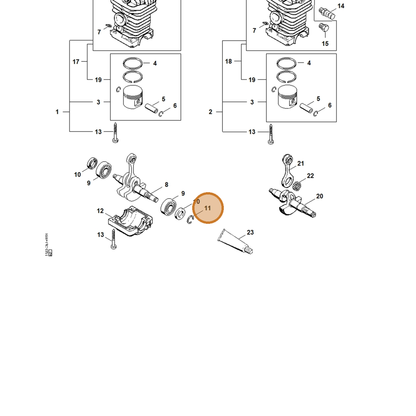 STIHL part 9468-621-1520 — IPL diagram snippet (6x zoom, amber highlight)