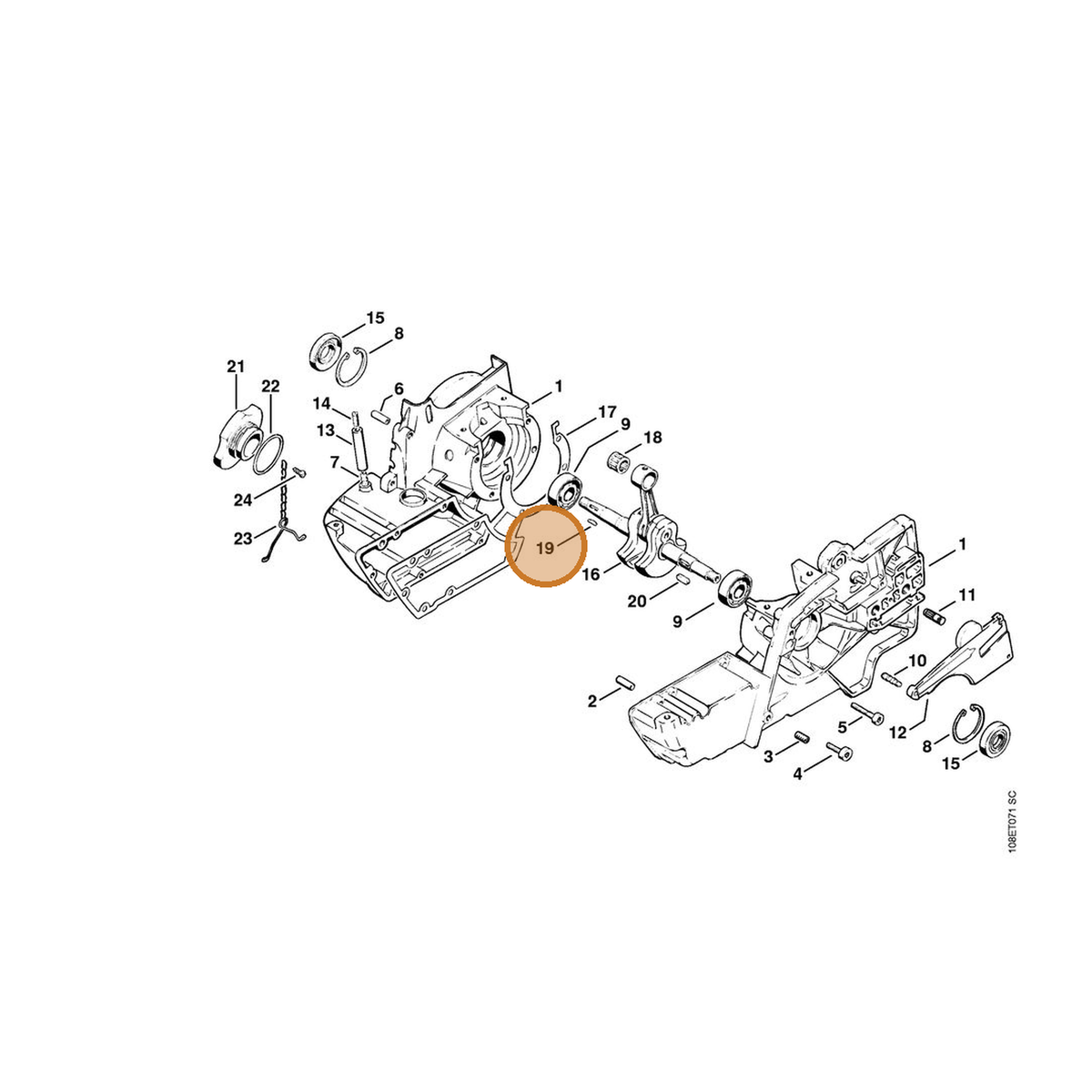 STIHL part 9482-435-0390 — IPL diagram snippet (6x zoom, amber highlight)