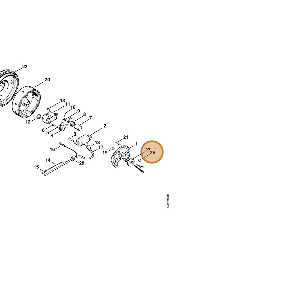 STIHL part 9482-435-0430 — IPL diagram snippet (6x zoom, amber highlight)