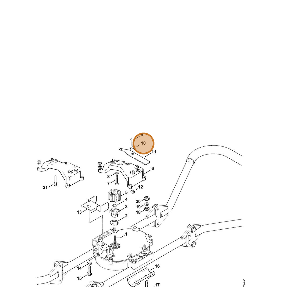 STIHL part 9485-648-0810 — IPL diagram snippet (6x zoom, amber highlight)