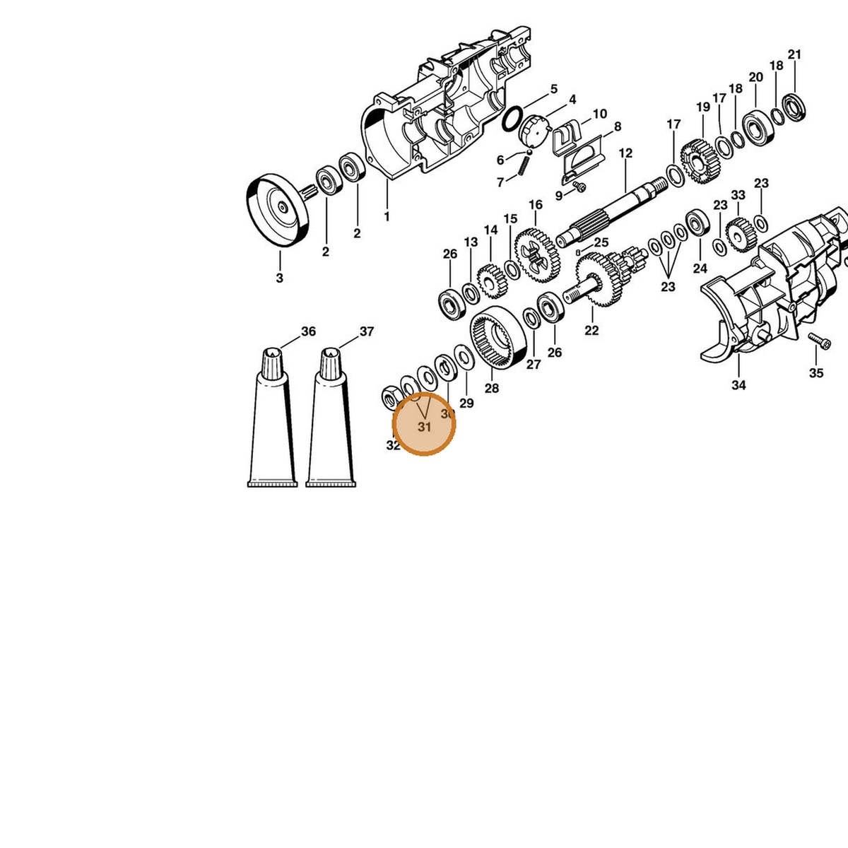 STIHL part 9485-648-1560 — IPL diagram snippet (6x zoom, amber highlight)