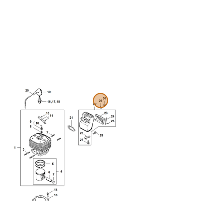STIHL part 9486-648-0200 — IPL diagram snippet (6x zoom, amber highlight)